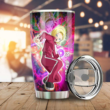 Android 18 Tumbler Cup Custom Dragon Ball Anime Car Accessories - Gearcarcover - 1