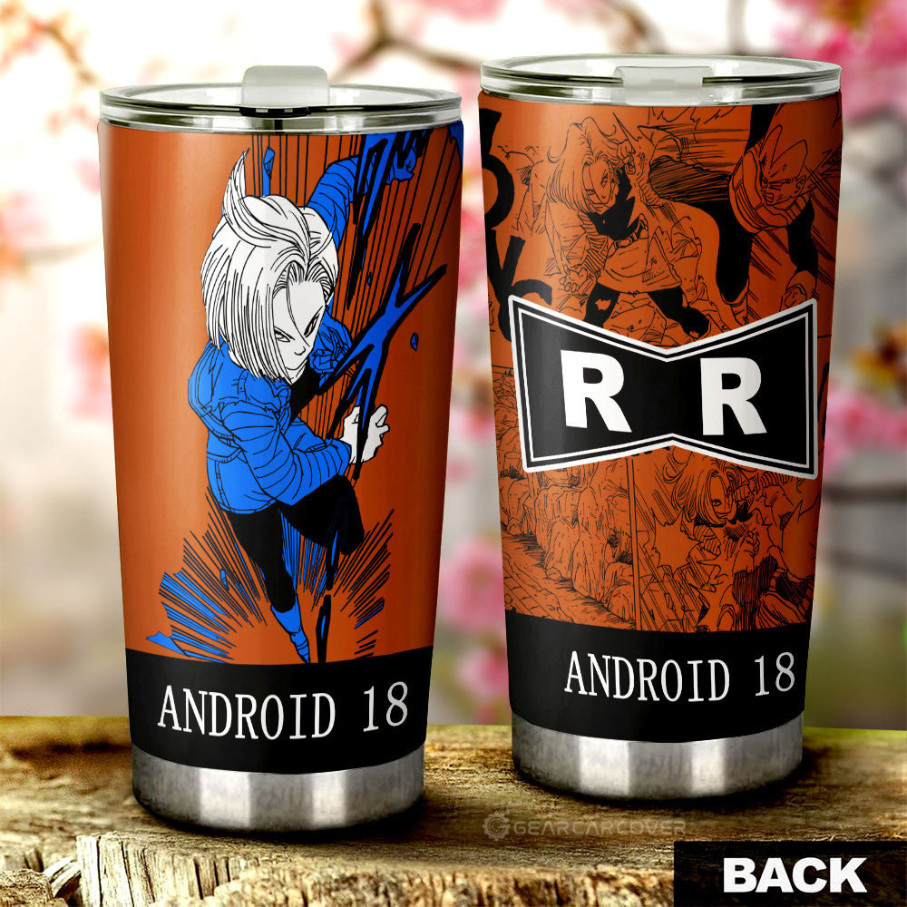 Android 18 Tumbler Cup Custom Manga Color Style - Gearcarcover - 1