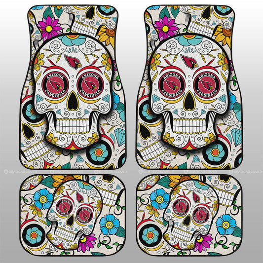 Arizona Cardinals Car Floor Mats Custom Sugar Skull Car Accessories - Gearcarcover - 1