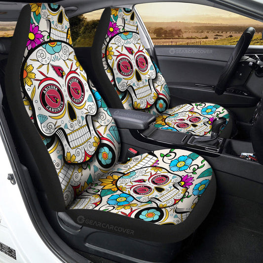 Arizona Cardinals Car Seat Covers Custom Sugar Skull Car Accessories - Gearcarcover - 2