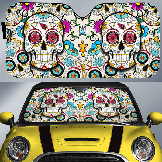 Arizona Cardinals Car Sunshade Custom Sugar Skull Car Accessories - Gearcarcover - 1