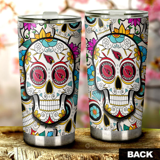 Arizona Cardinals Tumbler Cup Custom Sugar Skull Car Accessories - Gearcarcover - 2