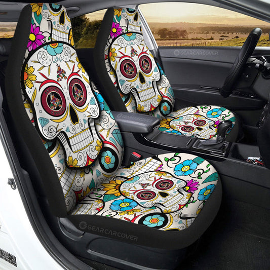Arizona Coyotes Car Seat Covers Custom Sugar Skull Car Accessories - Gearcarcover - 2
