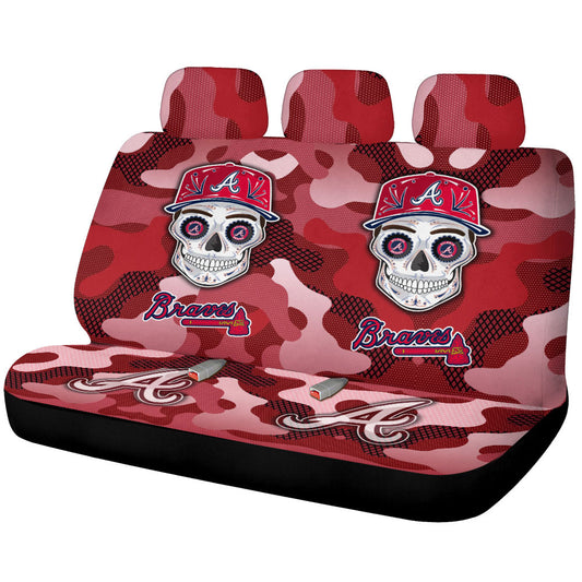 Atlanta Braves Car Back Seat Covers Skull Theme Collection - Gearcarcover - 1