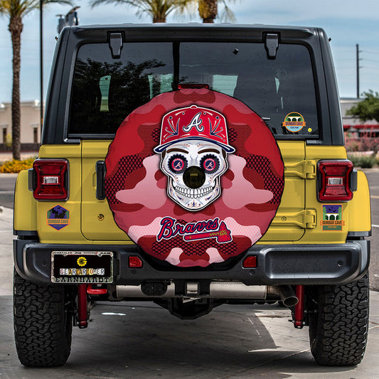 Atlanta Braves Spare Tire Covers Camera Hole Skull Theme Collection - Gearcarcover - 2
