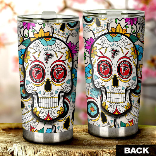 Atlanta Falcons Tumbler Cup Custom Sugar Skull Car Accessories - Gearcarcover - 2