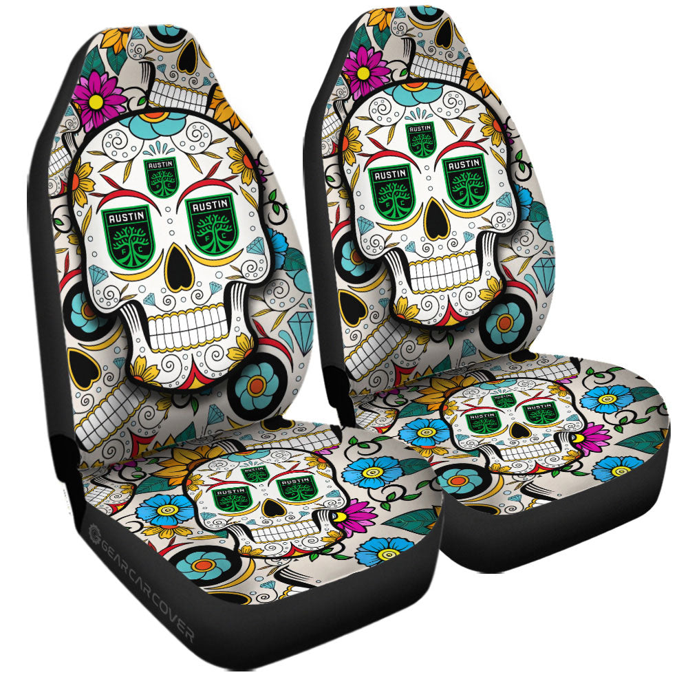 Austin FC Car Seat Covers Custom Sugar Skull Car Accessories - Gearcarcover - 3