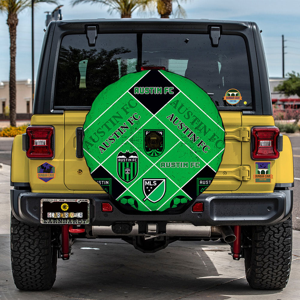 Austin FC Spare Tire Covers Camera Hole Sporty Team Collection - Gearcarcover - 2