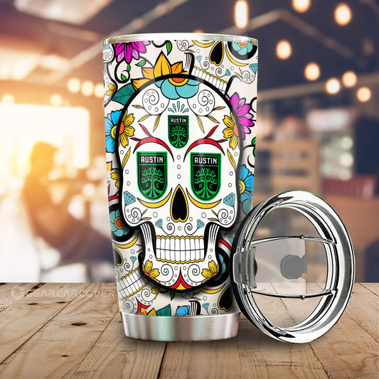 Austin FC Tumbler Cup Custom Sugar Skull Car Accessories - Gearcarcover - 1