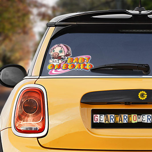 Baby On Board Sakura Car Sticker Custom Anime Car Accessories - Gearcarcover - 1