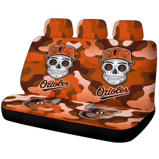 Baltimore Orioles Car Back Seat Covers Skull Theme Collection - Gearcarcover - 1