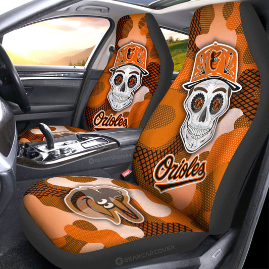 Baltimore Orioles Car Seat Covers Skull Theme Collection - Gearcarcover - 1