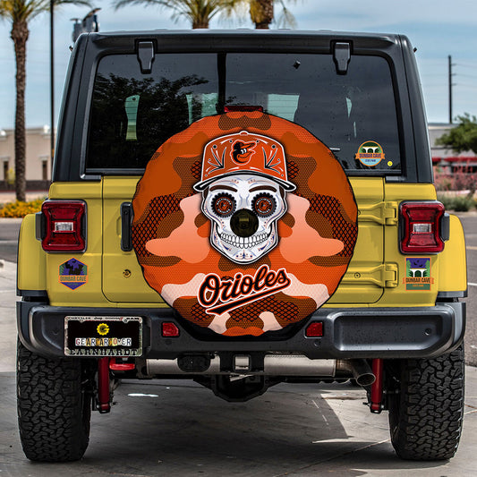 Baltimore Orioles Spare Tire Covers Camera Hole Skull Theme Collection - Gearcarcover - 2