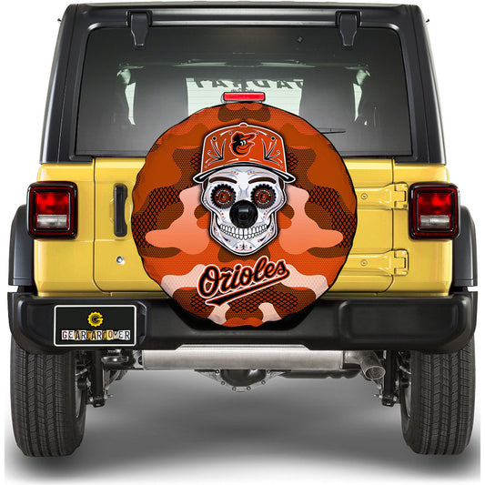 Baltimore Orioles Spare Tire Covers Camera Hole Skull Theme Collection - Gearcarcover - 1