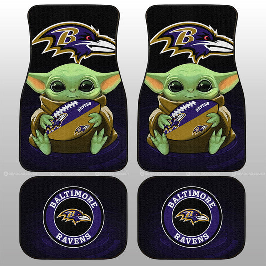 Baltimore Ravens Car Floor Mats Baby Yoda Car Accessories For Fan - Gearcarcover - 1