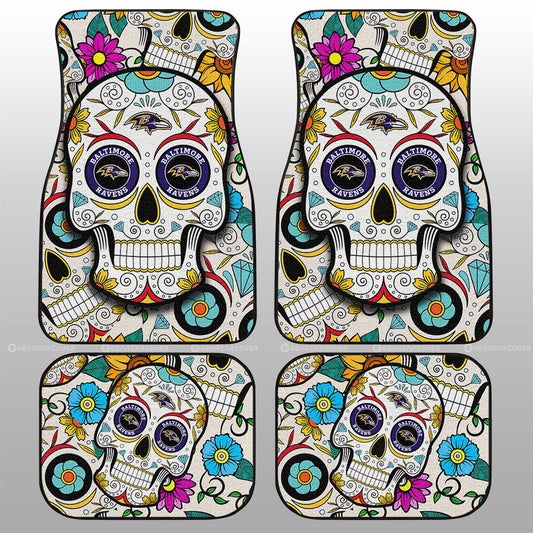 Baltimore Ravens Car Floor Mats Custom Sugar Skull Car Accessories - Gearcarcover - 1