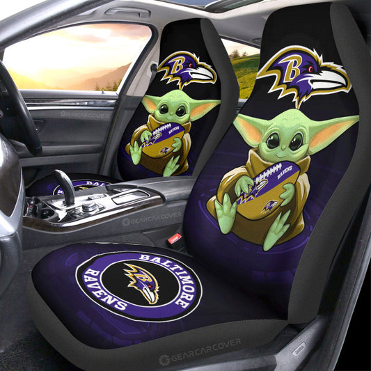 Baltimore Ravens Car Seat Covers Baby Yoda Car Accessories For Fan - Gearcarcover - 1