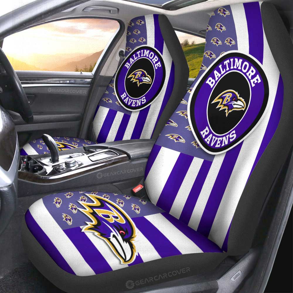 Baltimore Ravens Car Seat Covers Custom US Flag Style - Gearcarcover - 2