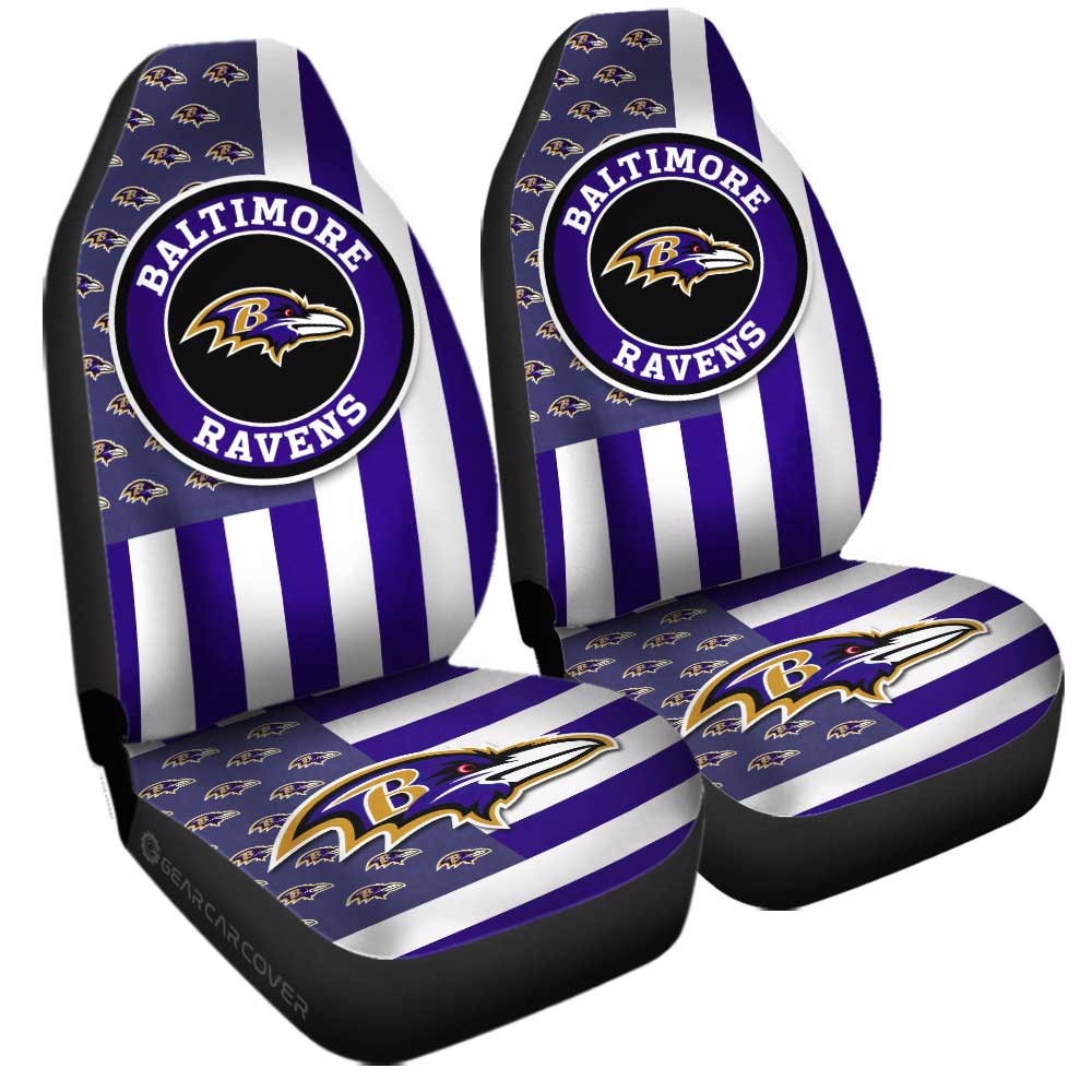 Baltimore Ravens Car Seat Covers Custom US Flag Style - Gearcarcover - 3