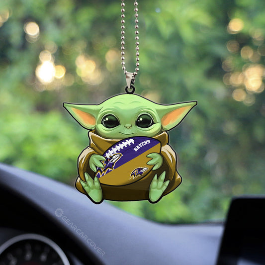 Baltimore Ravens Ornament Baby Yoda Car Accessories - Gearcarcover - 2