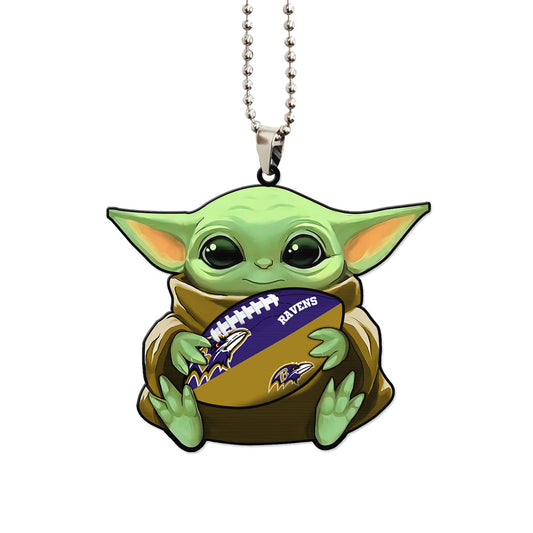 Baltimore Ravens Ornament Baby Yoda Car Accessories - Gearcarcover - 1