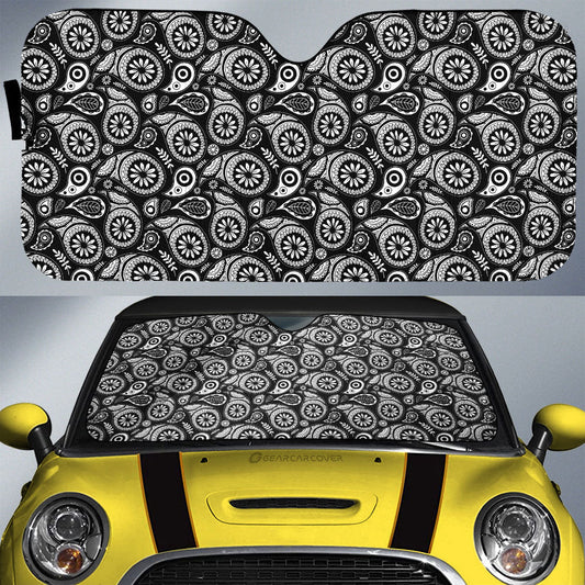 Black Paisley Pattern Car Sunshade Custom Car Accessories - Gearcarcover - 1