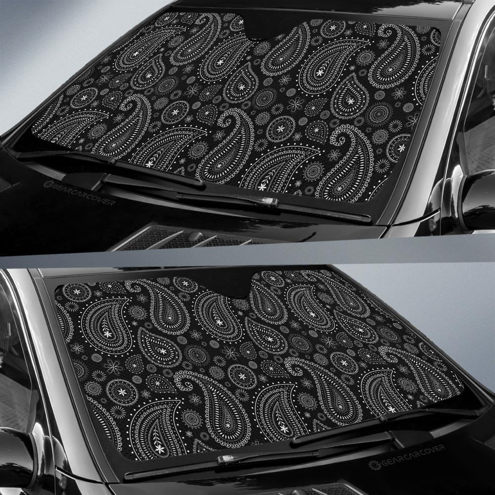 Black Paisley Pattern Car Sunshade Custom Car Accessories - Gearcarcover - 2