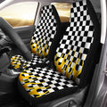 Black and White Checker Frame Car Seat Covers Set Of 2 - Gearcarcover - 1