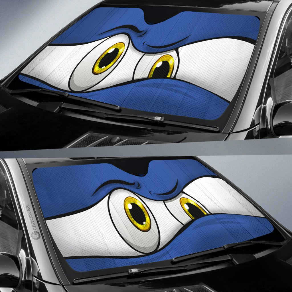 Blue Angry Eyes Car Sunshade Custom Car Accessories