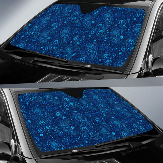Blue Paisley Pattern Car Sunshade Custom Car Accessories - Gearcarcover - 2
