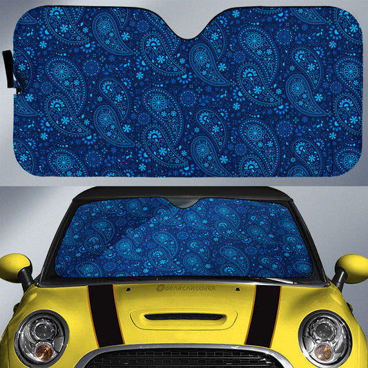 Blue Paisley Pattern Car Sunshade Custom Car Accessories - Gearcarcover - 1