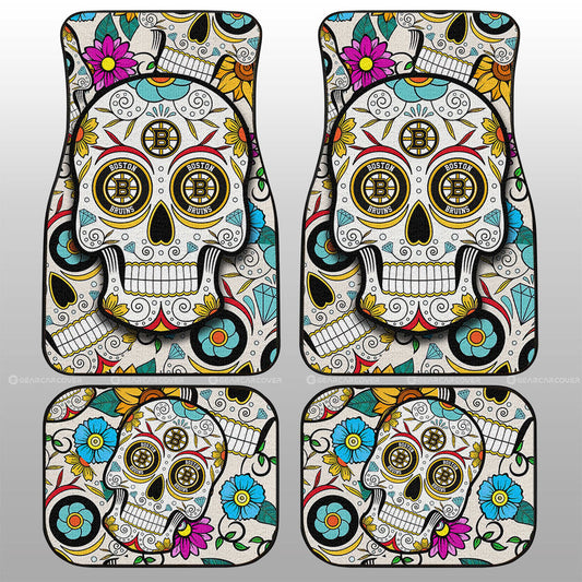 Boston Bruins Car Floor Mats Custom Sugar Skull Car Accessories - Gearcarcover - 1