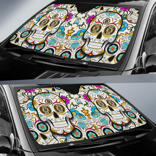 Boston Bruins Car Sunshade Custom Sugar Skull Car Accessories - Gearcarcover - 2