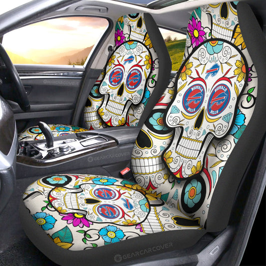 Buffalo Bills Car Seat Covers Custom Sugar Skull Car Accessories - Gearcarcover - 1