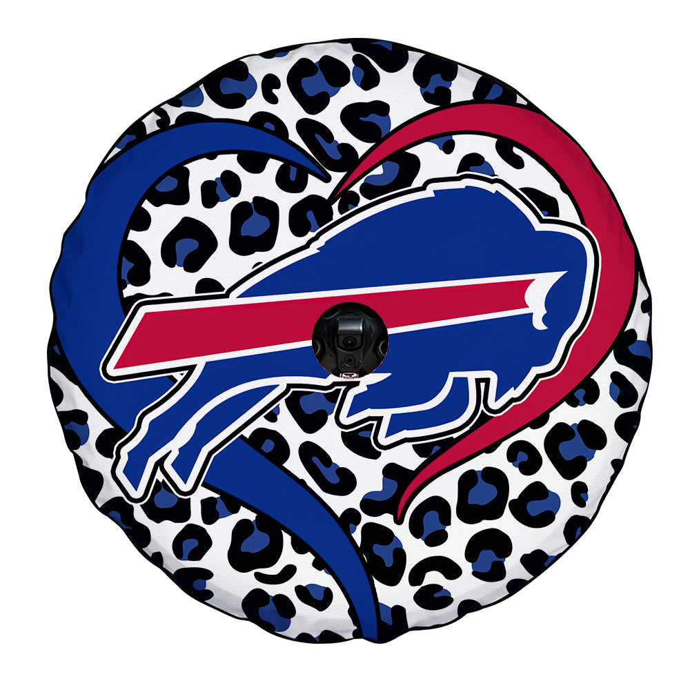 Buffalo Bills Football Heart Mixed Leopard Spare Tire Cover With Camera Hole - Gearcarcover - 4