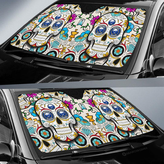 Buffalo Sabres Car Sunshade Custom Sugar Skull Car Accessories - Gearcarcover - 2