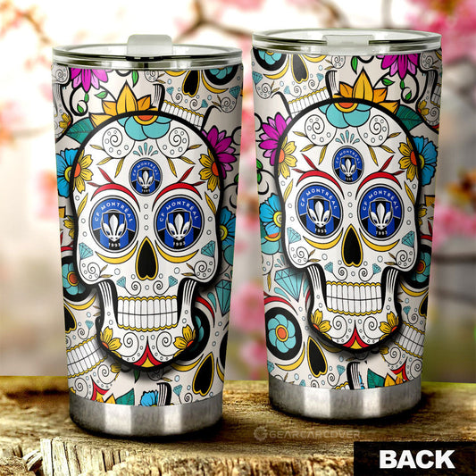 CF Montréal Tumbler Cup Custom Sugar Skull Car Accessories - Gearcarcover - 2