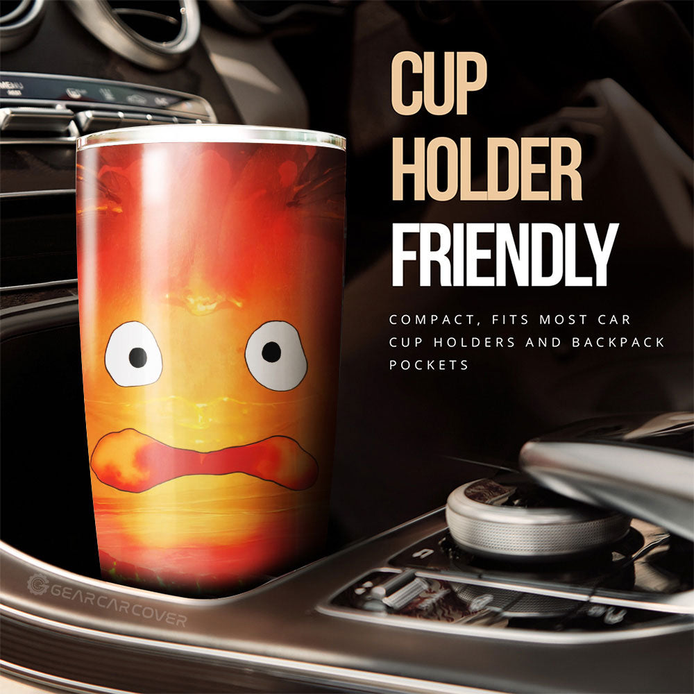 Calcifer Tumbler Cup Custom Howl's Moving Castle Car Accessories - Gearcarcover - 3