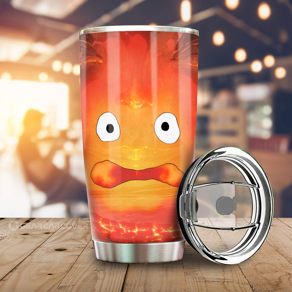 Calcifer Tumbler Cup Custom Howl's Moving Castle Car Accessories - Gearcarcover - 1