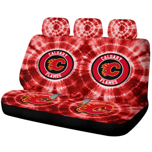 Calgary Flames Car Back Seat Covers Custom Tie Dye Car Accessories - Gearcarcover - 1