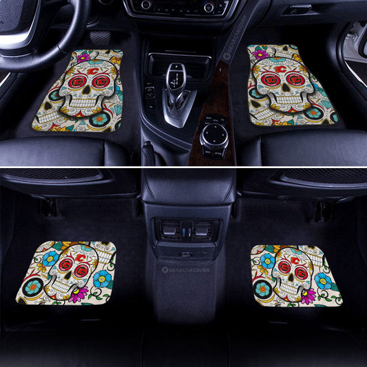 Calgary Flames Car Floor Mats Custom Sugar Skull Car Accessories - Gearcarcover - 2
