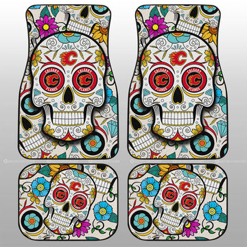 Calgary Flames Car Floor Mats Custom Sugar Skull Car Accessories - Gearcarcover - 1