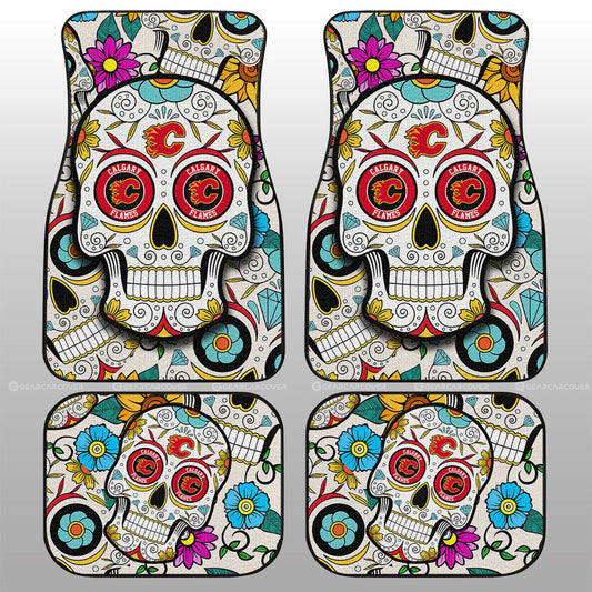 Calgary Flames Car Floor Mats Custom Sugar Skull Car Accessories - Gearcarcover - 1