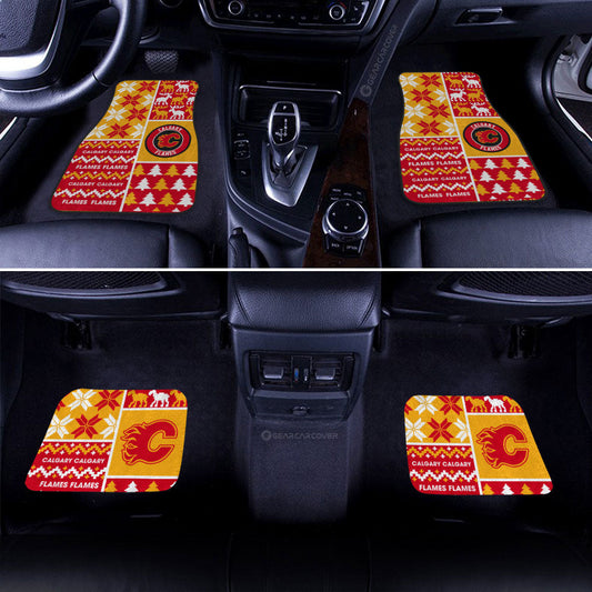 Calgary Flames Car Floor Mats Custom Ugly Style Car Accessories - Gearcarcover - 2