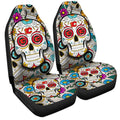 Calgary Flames Car Seat Covers Custom Sugar Skull Car Accessories - Gearcarcover - 3