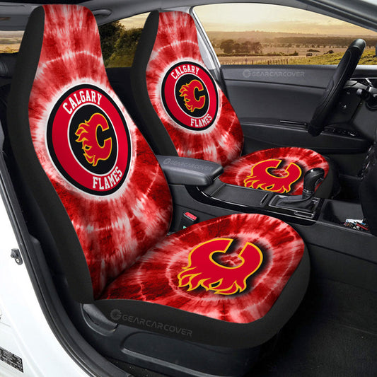 Calgary Flames Car Seat Covers Custom Tie Dye Car Accessories - Gearcarcover - 2