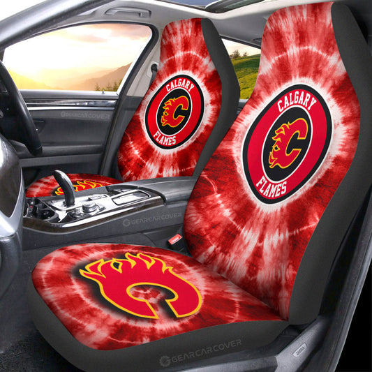 Calgary Flames Car Seat Covers Custom Tie Dye Car Accessories - Gearcarcover - 1