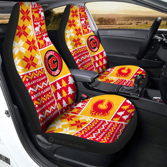 Calgary Flames Car Seat Covers Custom Ugly Style Car Accessories - Gearcarcover - 2