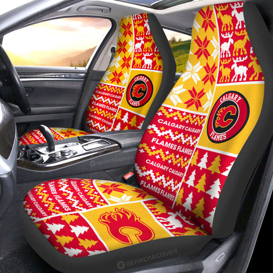 Calgary Flames Car Seat Covers Custom Ugly Style Car Accessories - Gearcarcover - 1