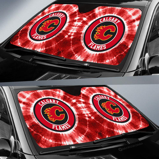 Calgary Flames Car Sunshade Custom Tie Dye Car Accessories - Gearcarcover - 2